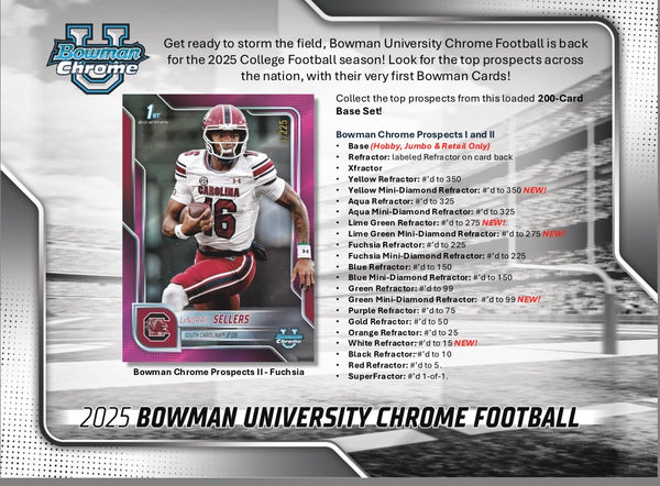 💥Pick Your Pack - Rip N’ Ship💥 2025 Bowman Chrome U Football Hobby 🚨5 Pack Discount!🚨