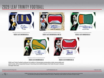 2 Box 2026 Leaf Trinity Football Hobby - Random Serial #1 - 🔹#00218🔹