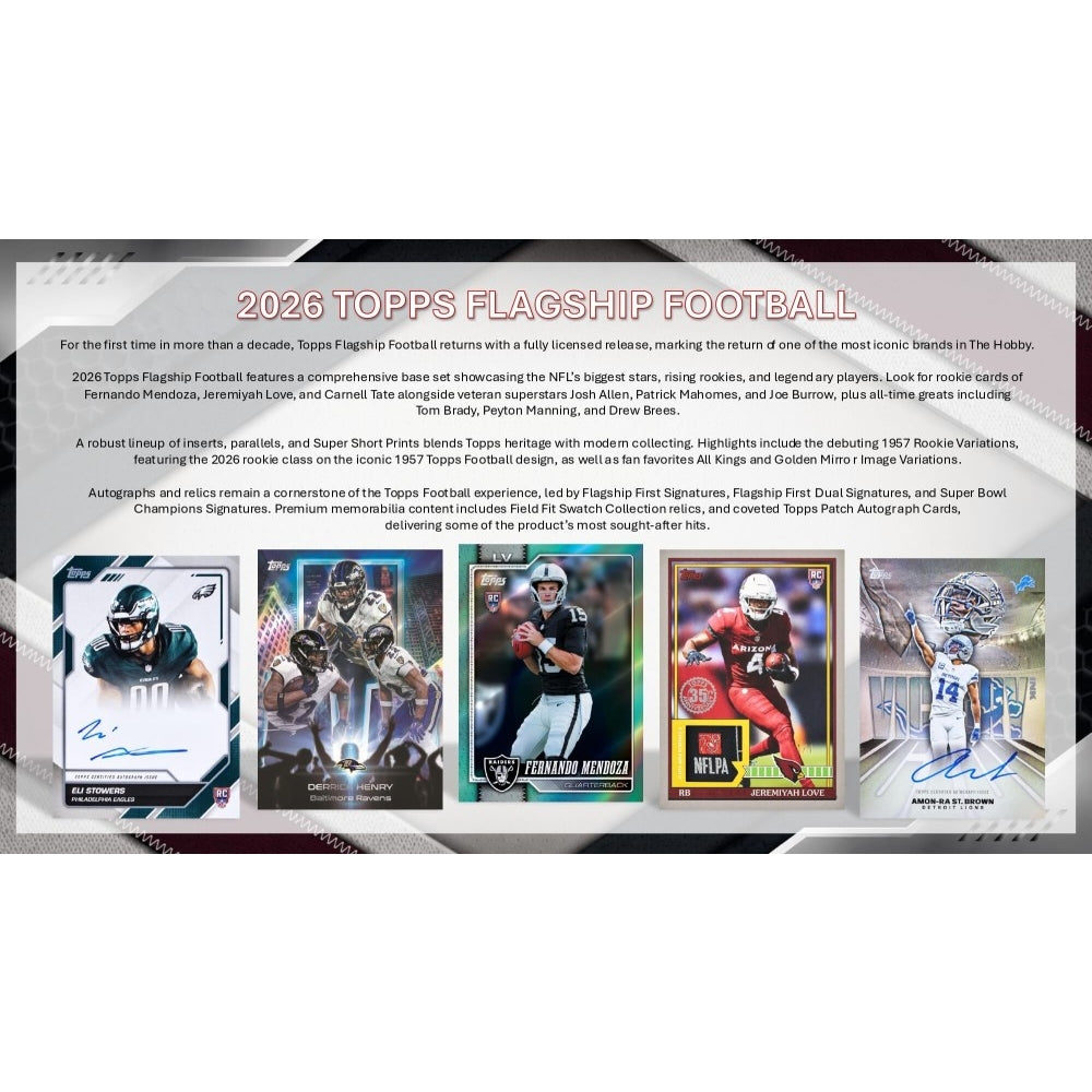 💥30 Box Triple Case💥 - 2026 Topps Flagship Football - Pick Your Team #1 🤝Assorted Vet Base🤝 🔹#00157🔹